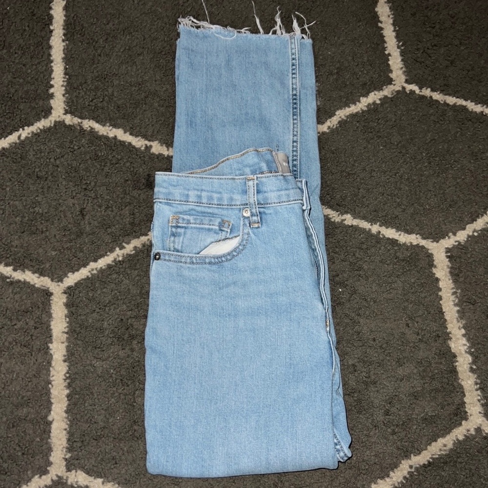 Everlane Light Wash Raw Hem High Rise Blue Jeans Size 29